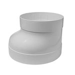 Vent Systems 200 to 150 mm / 8" to 6" Inch - White Plastic Duct Reducer Adapter - Connector Fitting Pipe Increaser Reducer Cone for HVAC Ventilation Systems, ABS Plastic, PVC Pipe