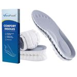 VivoFoot Memory Foam Insoles, Anti-Fatigue Pain Relief Everyday Work Sports Running Comfort Shoe Inserts, Cloud Sole Pads, Cushion Replacement Filler, Trim to Fit for Men & Women (UK 7-10, Grey)