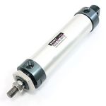 Silver Tone 40mm Bore 100mm Stroke Screwed Piston Rod Pneumatic Cylinder