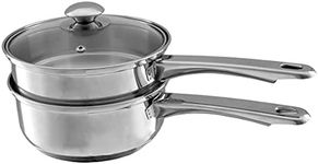 6 Cup Double Boiler Pot Set – 1.5 Quart Stainless-Steel Saucepan 2-in-1 with Vented Glass Lid – Kitchen Cookware with Measurements by Classic Cuisine