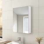 EMKE Bathroom Vanity Mirror Cabinet with Storage - Single Door Wall Mounted Storage Cupboard Aluminum Frameless Medicine Cabinet, Makeup Bathroom Wall Storage Cabinets