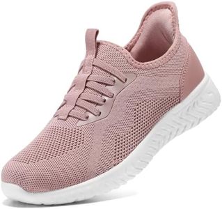 STQ Basket Femme Chaussures de Marche Mode et Sport Femmes Respirant Confortable LéGèRe Running Tennis Gym Jogging Slip on Basquette Fitness Travail Outdoor Sneakers Rose Pâle EU 41