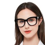 MARE AZZURO Big Oversized Reading Glasses 1.25 Women Trendy Large Square Readers 1.00 1.25 1.50 1.75 2.00 2.50 2.75 3.00 3.50 4.00 5.00 6.00 (Black, 125)