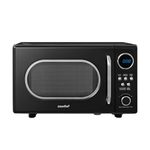 COMFEE Retro Countertop Microwave Oven, 0.7 Cu. Ft., 700W, LED Display, 6 Preset Menus, 11 Power Levels, Black