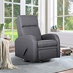 UR livingroom Swivel Recliner Chair Manual Glider Fabric Chair,Swivel 360,Handle Manual Glider Recliner for Living Room, Fabric Swivel Glider,Smoke Grey