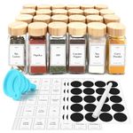 Joejis Spice Jars with Lids and Labels - 24 Pieces 120ml Glass Containers Set - Bamboo Lid - Ultimate Kitchen Storage Solution for Spices and Herbs