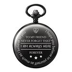 TREEWETO to My Friend Engraved Black Pocket Watch with Chain Gift Box for Best Friend Men Women Birthday Wedding Graduation Christmas