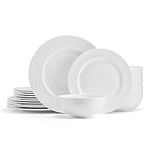 Mikasa Love Story White Chip Resistant 18 Piece Dinnerware Set, Service for 6