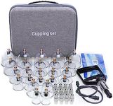 Cupping Set Massage Therapy Cups, 24 Vacuum Premium Cupping Set，Myofascial Releaser Professional Cupping Therapy Sets with Hand Pumps and Cupping Book, Suction Hijama Cupping kit with Portable Case