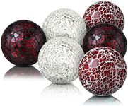 Decorative Ball Set 6.5cm/ 2.5 Inch Mosaic Glass Orbs Sphere Glass Centerpiece Balls Decorative Glass Balls for Bowls Vases Tables Wedding Party (White, Red, Reddish Black, 6 Pieces)