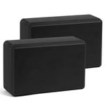 Flintronic Yoga Blocks Set of 2, Sports Yoga Blocks, Gym Bricks, Non-Slip Lightweight Yoga Block, High-Density EVA Foam Yo-ga Blocs for Pilates Training and Home Exercise, Black