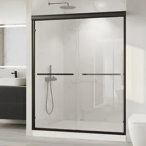 Shower Doors, 56-60" W x 72" H Sliding Glass Shower Door, High Strength 6mm Tempered Glass + Nano Coating, Matte Black Aluminum Framed Shower Door for Walk-in Showers
