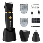 Scttomon Electric Groin Hair Trimmer Ball Trimmer for Men Body Shaver Trimmer Below-The-Waist Groomer Nose Hair Trimmer Waterproof Cordless 3 in 1