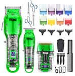 DSP® Hair Clipper, Trimmer, Beard Shaver Kit for Men Professional Barber Set for Hair and Beard Cutting Zero Gap Beard Trimmer, Rechargeable Bald Fade Clippers with LED Display (Green)