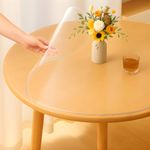 Qlarity Covers Clear 1.5mm Super Shield Table Cover 35 Inch Round (89cm) Transparent Design | Anti-Slip, Water Resistant Transparent Table Protector | Customised Sizes, Round