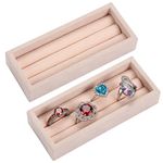 Valyria 2 Slots Velvet Small Ring Organizer Set of 2 Earrings Trays Showcase Display Storage Insert Holder for Jewelry Box, Drawer, Dresser