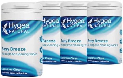 Hygea Natural EasyBreeze All Purpose Cleaning Wipes - Biodegradable Bamboo Wipes for Multi-surface Cleaning - Environmentally Friendly Formula - Luxurious Clean Scented (4 Packs of 50 Wipes Each)