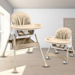 Little Olive 5-in-1 Multifunctional Kids High Chair - Adjustable, Safe, and Comfortable | Khaki