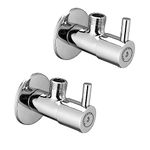 WATERMAN® Aria Angle Cock Valve With Wall Flange (2 Pcs) Brass Chrome Finish Wall Mounted Angle Valve For Geyser, Washing Machine, Toilet, Bathroom, Health Faucet, Jet Spray, Kitchen, RO