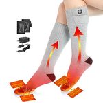 SAVIOR HEAT Heated Socks for Men Women, 2022 Electric Rechargeable Battery Thermal Warming Thick Ski Socks for Winter Cold Weather Hunting Hiking Camping Skating Snowboarding Cycling Fishing