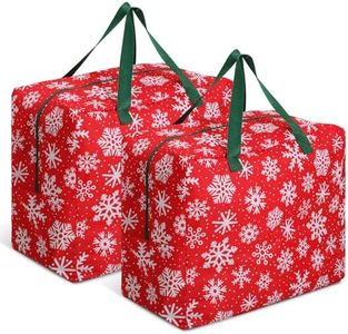 Kajaia 2 Pcs Christmas Ornament Storage 18 x 15 x 10 Inch Snowflake Holiday Accessories Bag Christmas Storage Containers Tear Proof Christmas Ornament Organizer with Handles Full Length Zipper (Red)