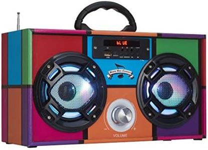 Wireless Express - Mini Boombox with LED Speakers – Retro Bluetooth Speaker w/Enhanced FM Radio - Perfect for Home and Outdoor (Retro)