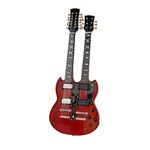 Jimmy Page Double Neck Mini Guitar Replica, Miniature Guitar, Mini Replica Guitar Model - Led Zeppelin Figures, Collectible - Hand Painted, Solid Mahogany Wood, 10 Inches