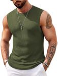 COOFANDY Men's Knit Tank Shirts Casual Lightweight Tank Tops Muscle Sleeveless Shirts Army Green