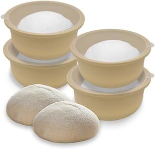 FEHNAG 4Pcs Stackable Silicone Pizza Dough Proofing Containers with Lids,Pizza Dough Proofing Box | Pizza Making Accessories 700ml(4Pcs Beige)