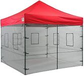 Impact Canopy Walls for 10' x 10' Canopy Tent, Food Service Mesh Sidewall Kit with Service Windows, 4 Walls Only, Black Mesh