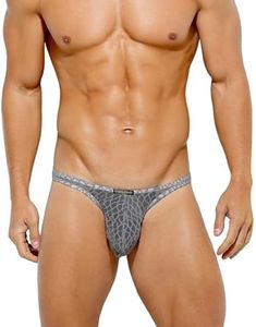 Casey Kevin Men's Thongs Underwear Sexy Lace G-String Bulge Pouch Breathable Panties Grey