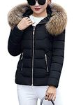 EFOFEI Women Winter Warm Comfortable Coat Casual Fashion Jacket Women Short Jacket Long Thick Warm Slim Coat Overcoat BLK L