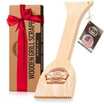 Easy Function Grill Scraper - Wooden BBQ Grill Brush Cleaner Alternative - Uses Powerful QuicKClean Technology to Faultlessly Clean On Top & Between Grates for a 100% Shiny Bristle Free Grill