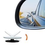 URAQT Blind Spot Mirrors For Cars, 2 Pack HD Wide Angle Convex Blind Spot Mirror, Round Frameless 360° Rotate Parking Mirrors for Car, Waterproof Adjustable Convex Rear View Mirror for Car Trucks SUV