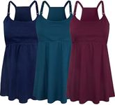 SUIEK Womens Maternity Nursing Tank Tops Built in Bra Breastfeeding Nightgown, A1-navy+atrovirens+burgundy (Fourth Style), Large