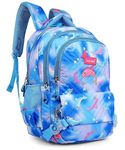 TRUE HUMAN School Bag for Girls, Lightweight Casual Backpacks for Women,Stylish and Trendy College Backpacks for Girls (RAINBOW SERIES) (Blue Dolphin)