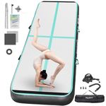 FBSPORT Inflatable Gymnastics Mat 4 M Tumbling Mat 10 CM Thick with Electric Air Pump for Home Gym Yoga Pilates Water Fun