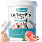 MEDUWEDU Wider Ear Cleaner Finger Wipes 60 Counts, Dog Ear Cleaner, Grooming Kit Care for Dogs and Cats,Otic Cleaning Pads, Remove Wax, Dirt & Stop Smelly, Itchy, Non-Irritating, Peach Scent