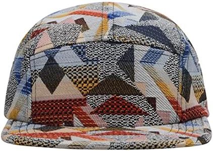 GP Accessories Pattern Multi Color Stripe 5 Panel Hat Large Geo Red Multicolored