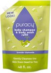 Puracy Shampoo & Body Wash for Children - Perfect Skin, Pure Ingredients - with 12 Fruit & Vegetable Extracts for Silky Smooth Skin, Gentle Lavender Chamomile, 98.8% from Mother Nature 48 fl oz