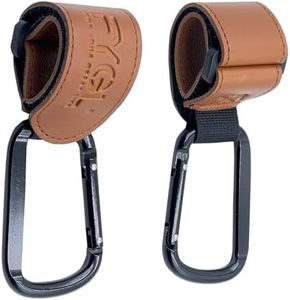 FYGL Stroller-Hooks - Adjustable Stroller Carabiner Clips, Universal Stroller Clips and Hooks for Parents and Travelers - Ideal Stroller Accessories for Shopping, Travel, and Baby Gear - Brown, 2 Pack