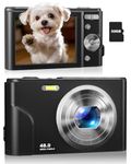 Digital Camera, FHD 1080P 48MP Autofocus Point and Shoot Camera for Kids Teens Boy Girl Starter, 16X Zoom, User-Friendly Compact Small Travel Camera for Photography and Vlogging(Black)