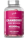 Cranberry Capsules 45,000mg for Urinary Infections | 240 High Strength Capsules | with Vitamin C | by Pink