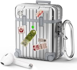 KOREDA Compatible with AirPods Case Cover, Funny Suitcase Design Case for Airpods 2nd Generation/1st Generation, Cute Fashion Protective Hard Case for Women Men with Keychain