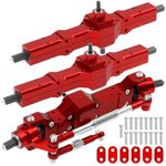 ShareGoo 3Pcs B16 Portal Axle Set Front Middle Rear Aluminum Complete Axle Compatible with WPL B16 B36 JJRC Q60 Q63 Q64 FY004 6X6 6WD 1/16 RC Car (Red)