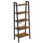 VASAGLE Ladder Shelf, 5-Tier Bookshelf, Storage Rack, Bookcase, for Living Room, Home Office, Rustic Brown and Black ULLS45X