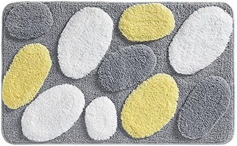 InterDesign Pebblz Rug, 34 x 21, Yellow/Gray