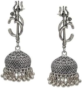 Zephyrr Om Design Devotional Jhumka Earring Silver Alloy Party Jewelry For Women