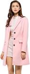 Allegra K Women's Notched Lapel Single Breasted Outwear Winter Coat Pink Medium