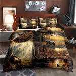 LUVIVIHOME 3PCS Black Bear Deer Cabin Comforter Set Queen Size, Elk Moose Mallard Duck Woodland Forest Animal Wildlife Hunting Camo Hunter Country Lodge Rustic Farmhouse Bedding Sets, 2 Pillow Cases